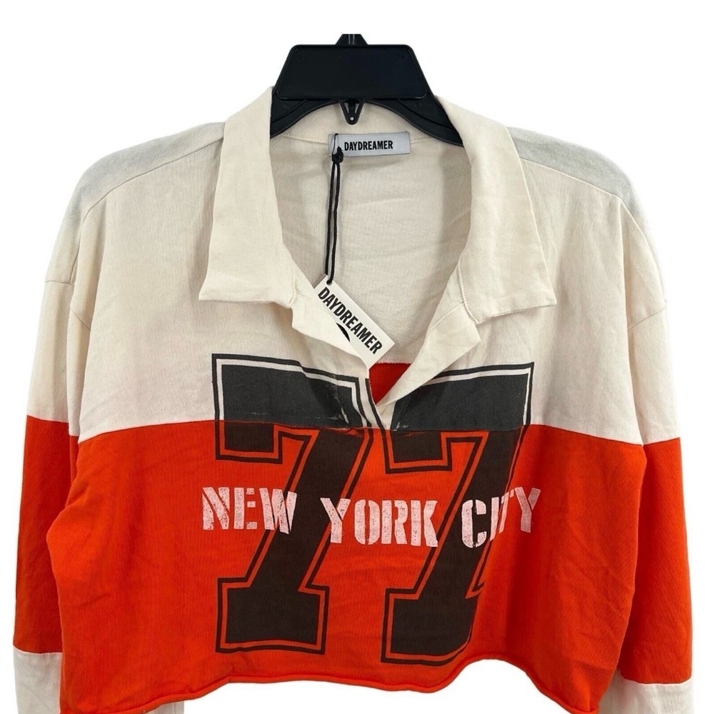 Daydreamer Orange and White New York City Cropped Top